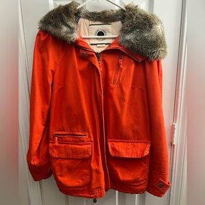 Anthropologie Daughters of the liberation Orange Fur-Trimmed Hooded Jacket